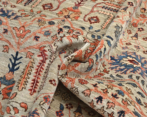 9x12 Gray Blue Aryana Afghan Hand Knotted Veg Dye Wool Area Rug